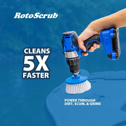 RotoScrub Drill-Powered Cleaning Brushes - 2-Brush Drill Accessory Combo Kit - color: White/Blue, size: Multi-Kit - 2 Piece Set