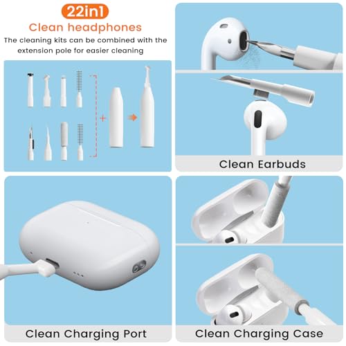 Keyboard Cleaning Kit Laptop Cleaner, 22-in-1 Computer Screen Cleaning Brush Tool, Multi-Function PC Accessories Electronic Cleaner Kit Spray for iPad iPhone MacBook Earbud Camera Monitor