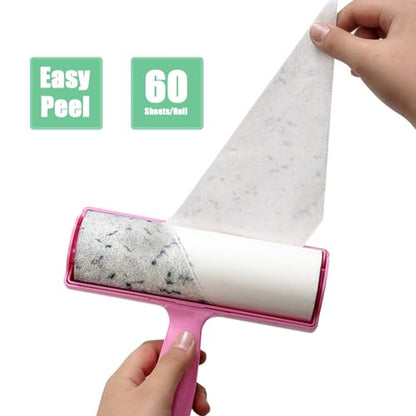 6.3 inch Lint Roller Refills Only, Extra Sticky Lint Remover Refills for Pet Hair Sticky Roller Refill Adhesive Tape Easy Peel 60 Sheets per Roll, Pack of 5, Total 300 Sheets (6.3'' Wide) - size: 6.3'' Wide (Pack of 5, Total 300 Sheets)