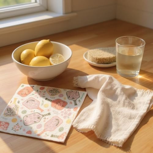 Pickleball Swedish Dishcloth, Reusable Paper Towel, Super Absorbent Cellulose Sponge, Pickleball Pattern, Washable Kitchen Cleaning Cloth (2, Floral Pickleball Paddle) - color: Floral Pickleball Paddle