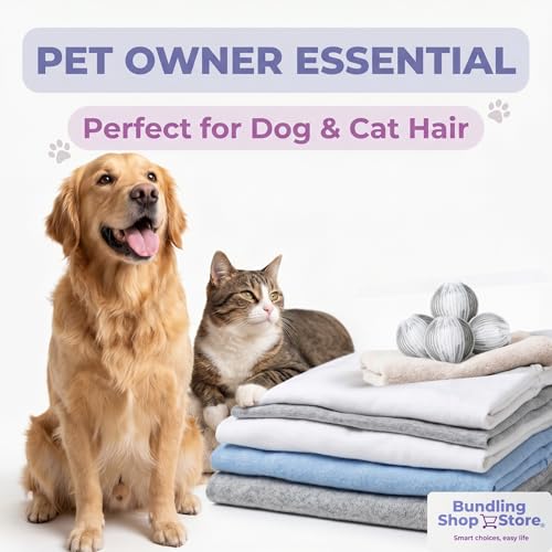 Pet Hair Remover for Laundry - 6 Pack Extra Large Reusable Laundry Balls - Heavy Duty Fur, Lint & Dander Remover for Dryer and Washing Machine - Premium Hair Catcher for Pet Bedding & Clothes