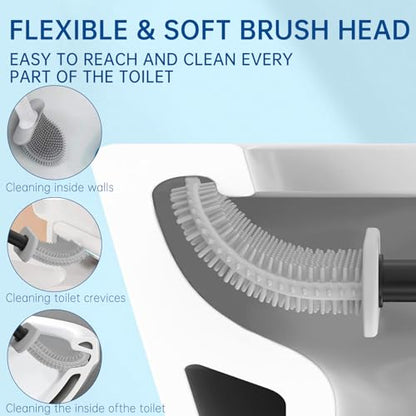 RV Essentials, RV Toilet Brush Black– Camper Must Have Silicone Toilet Brush for Travel Trailer, Wall Mounted Toilet Brush-Anti-Roll, Anti-Drip Design, Camper Must Haves