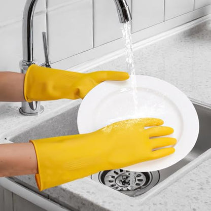 Long Cuff Cleaning Gloves Waterproof Reusable Household Gloves Anti Slip Grip for Kitchen Dishwashing Bathroom Garden Tasks - color: Yellow, size: Small