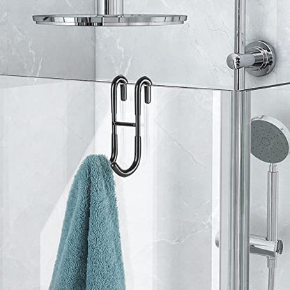 Simtive 12-Inch Shower Squeegee (Includes 1 Shower Door Hook and 1 Adhesive Hook), Shower Door Hooks (2-Pack), Both Black, 2 Item Bundle