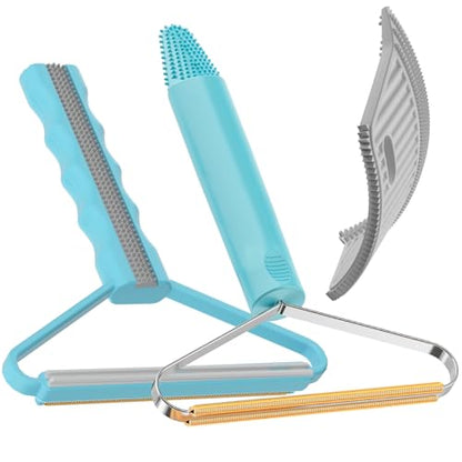 Pet Hair Remover, Dog Cat Carpet Rake, Lint Remover Shaver for Sofas 3-Pack | Wool Hand Pet Hair Removal Tool, Cleans Carpets Car Cushions Pet Beds Furniture, Works on All Fabric & Rug - color: Sky Blue With Gray