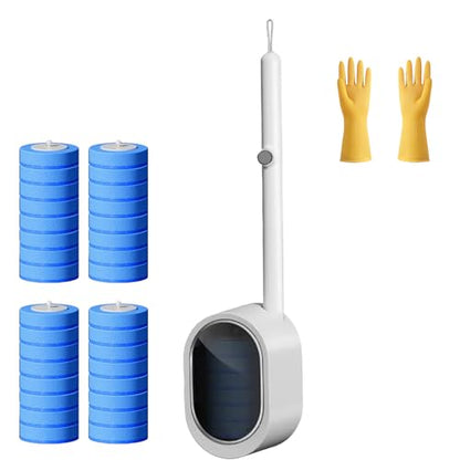 No-Touch Disposable Toilet Scrubber Set,Toilet Brush with Self-Cleaning Disposable Pads,360° Deep Clean,Wall-Mounted Design,for Bathroom & Toilet (White, 32 pc) - color: White