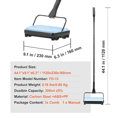 Happybuy Blue Manual Carpet Sweeper: A Compact Cleaning Powerhouse. Boasting a 300 - ml dustbin and a 6.7 - inch Cleaning Width, This Sweeper is Your go - to Solution for Keeping Home