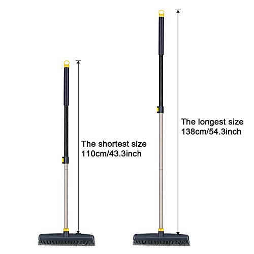 Yocada Push Broom Brush Stiff Bristles 12.8" Broom Head Telescopic Heavy-Duty Outdoor Commercial for Cleaning Bathroom Kitchen Patio Garage Deck Concrete Wood Stone Tile Floor
