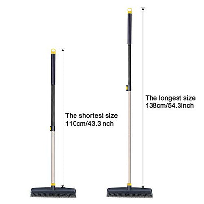 Yocada Push Broom Brush Stiff Bristles 12.8" Broom Head Telescopic Heavy-Duty Outdoor Commercial for Cleaning Bathroom Kitchen Patio Garage Deck Concrete Wood Stone Tile Floor