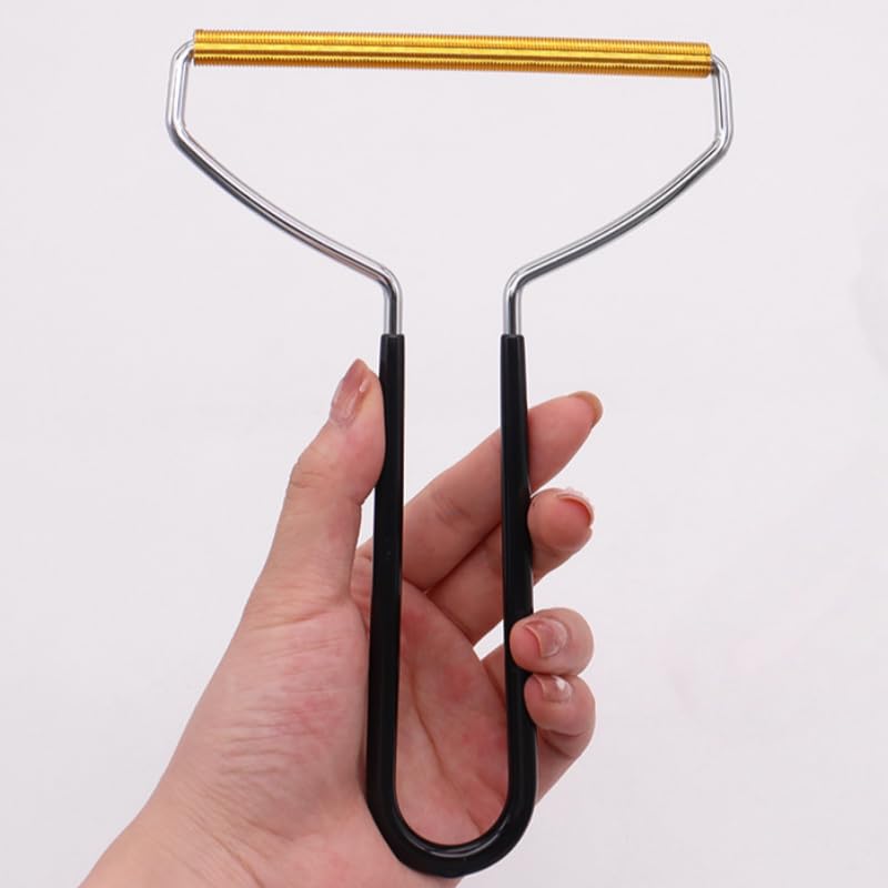 Pet Hair Scraper Stainless Steel Coiled Blade Ergonomic U Handle Hair Remover for Carpet Upholstery Clothing Cat Dog, Black - color: Black