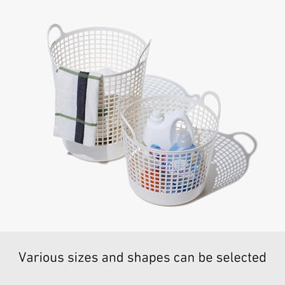 like-it SCB -1 Laundry Storage, Round Basket with Handle, Laundry Basket, Approx. Width 16.1 inches (41 cm), Depth 14.6 inches (37 cm), Height 14.8 inches (37.5 cm), White, Made in Japan - color: White, size: 25ℓ, style: Round