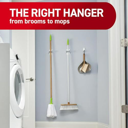 Command Broom Grippers, 3 Hangers and 6 Strips, Damage-Free Mop and Broom Holder Wall Mount, Household Cleaning Tool Organizer for Kitchen, Laundry Room, Closet, Holds up to 4 lb (Pack of 3) - size: Large (Pack of 3), style: 3 Pack