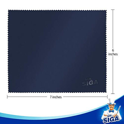 MR.SIGA Premium Microfiber Cleaning Cloths for Lens, Eyeglasses, Screens, Tablets, Glasses, 12 Pack, 6 x 7 inches (15 x 18 cm), Navy/Gray - size: 12 Pack-6 X 7 inch