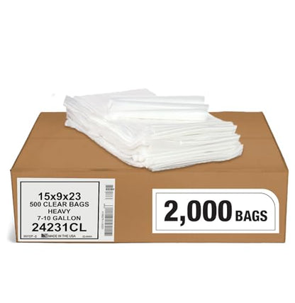 Aluf Plastics 7-10 Gallon 1 MIL Thick Clear Heavy Duty Trash Bags - 24" x 23" - Pack of 2000 - For Recycling, Kitchen, Contractor, & Outdoor - style: 7-10 Gal, 1 Mil, 1000 Count