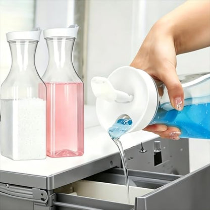 34oz Clear Plastic Laundry Detergent Dispenser Bottle, Storage Organizer for Laundry Room, Hold Liquid, Powder & Scent Booster - size: middle