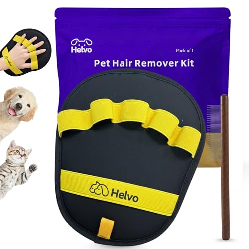 Pet Hair Removal Glove – Reusable Five-Finger Electrostatic Grooming Mitt with Comb for Dogs & Cats, Magic Pet Hair Remover Glove for Sofa, Carpet, Clothing, Car Seats & Furniture