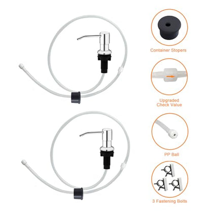 Sink Soap Dispenser, Kichen Sink SoapDispenser, 47" Extension Tube kit, Under Sink Soap Dispenser Pump, No Need More Refills （Chrome-2 Pack） - color: Chrome-2 Pack