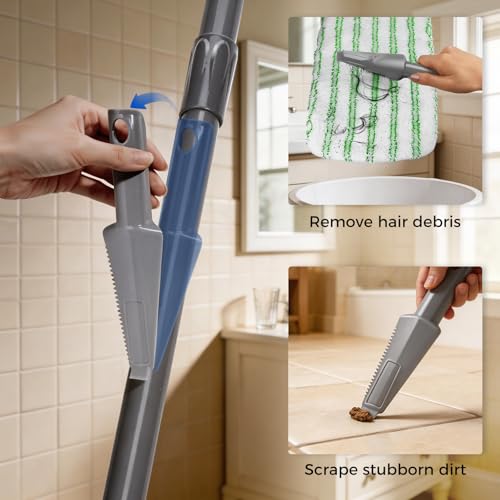 Masthome 16" Extra Large Microfiber Flat Mop for Floor Cleaning, 360° Rotating Dust Mop with 5 Washable Pads & 1 Cleaning Scraper, Wet Dry Mop for Hardwood Laminate Tile Ceramic - color: Green Extra Large