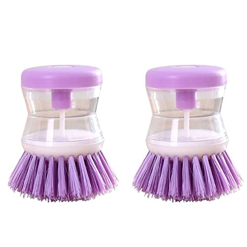 Generic Dish Brush with Soap Dispenser for Dishes, Pots, Pans, Kitchen Sink Scrubbing - Purple, Plastic Bristles, Plastic Handle - color: Purple