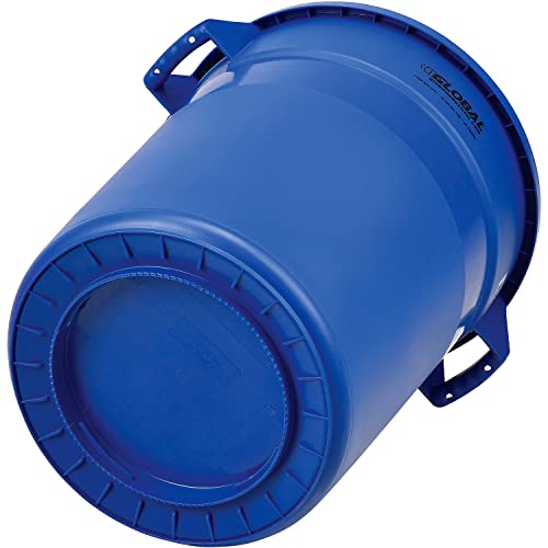Global Industrial Commercial Round Trash Can, 20 Gallon Capacity, Plastic Garbage Can, Indoor and Outdoor Utility Trash Can, Blue, 19" W x 22-1/2"H, No Lid - color: Blue