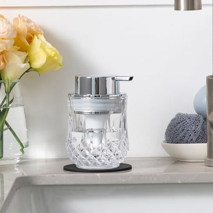 Enra Foaming Soap Dispenser for Bathroom and Kitchen - Glass Refillable, Modern Home Design (Clear/Silver Foam Pump) - color: Silver Pump-foam
