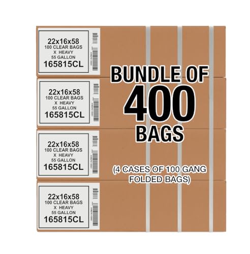 Aluf Plastics - 50% Recycled Trash Bags, 55-60 Gallon, 1.5 Mil, 38"x58", Black, 400 Count - style: 55-60 Gal, 1.5 Mil, 400 Count