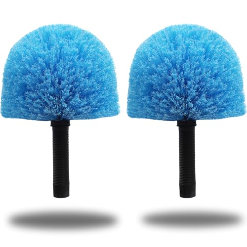 2 Pack Cobweb Duster Head Brush-Twist-On Spider Web Brush for Outdoor & Indoor Web Cleaning // Fits Standard Acme Threaded Poles // Cobweb Duster Brush Head Only-Blue
