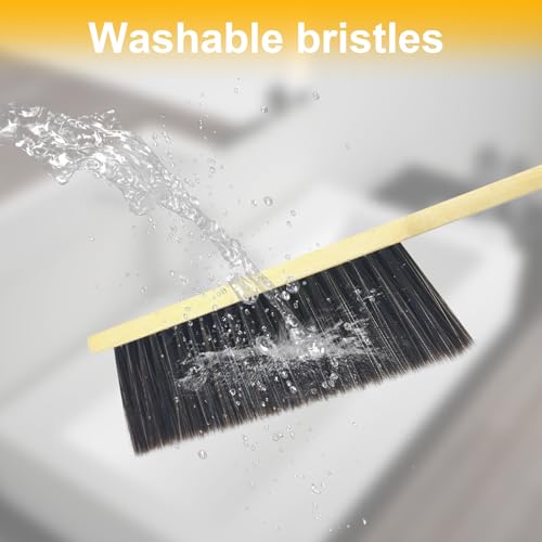 2 Pcs Hand Broom Brush, Wooden Handle Soft Bristle Cleaning Dust Brush，for Furniture, Bed, Car, Bench, Crevice Cleans, Sofa, Fireplace, Clothes (Straight Handle) - color: 2 Straight Handle Khaki