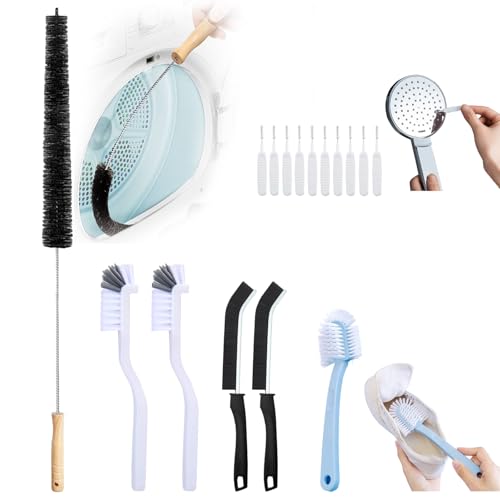Cleaning Brush Set for Washing Machine, Bathroom, Shower & Kitchen - Scrub Brushes with Long Handle, Stiff Bristles, Crevice Tool - Tile, Bathtub, Sink, Grout Cleaning Brushes Household Tools