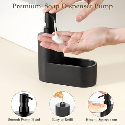 Shinowa Dish Soap Dispenser with Sponge Holder, Refillable Kitchen Dish Soap Dispenser Pump, 2-in-1 Countertop Soap Pump Dispenser for Kitchen Sink and Bathroom, Gravel Black - color: Gravel Black