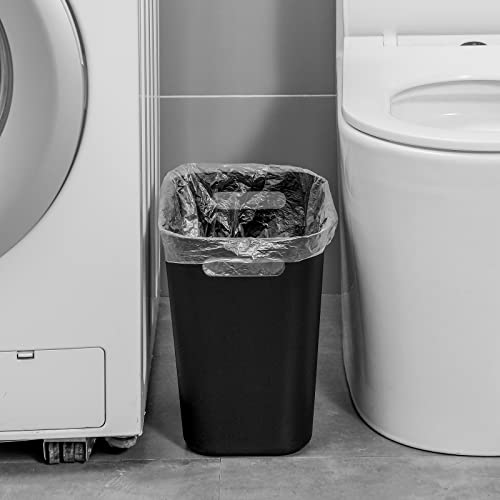 UUJOLY Plastic Trash Can Wastebasket, Garbage Container Basket for Bathrooms, Kitchens, Offices, Kids Rooms, Black, 3.5 Gallon, 2 Pack - color: Black, size: 3.5 Gallon/2 Pack