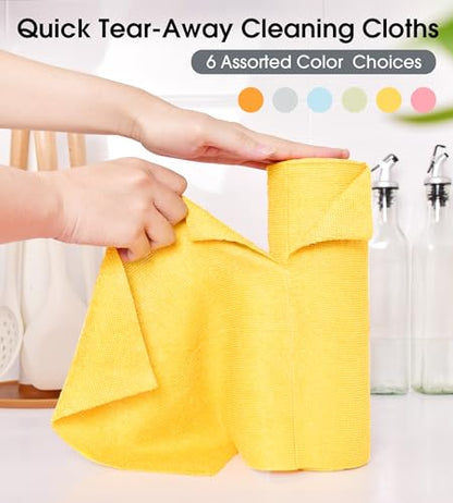 KitchLife Microfiber Cleaning Cloth Roll - Tear-Away Reusable Microfiber Paper Towels, Lint-Free, Washable, 20 Sheets for Kitchen, Car, Dishes, and Sensitive Surfaces (Yellow) - color: Yellow