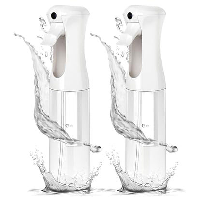 Aquableu Spray Bottle for Hair – Continuous Mist Spray Bottle for Hair Care, Styling, Cleaning, Plants, Pets & Essential Oils (Pack of 2 - Clear, 10oz)