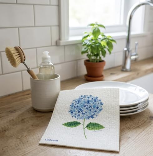 Garden Collection Hydrangea Swedish Dishcloth, Reusable Paper Towel, Super Absorbent Cellulose Sponge, Kitchen Cleaning Cloth, Washable & Compostable (Hydrangea Harmony - 1 Pack)