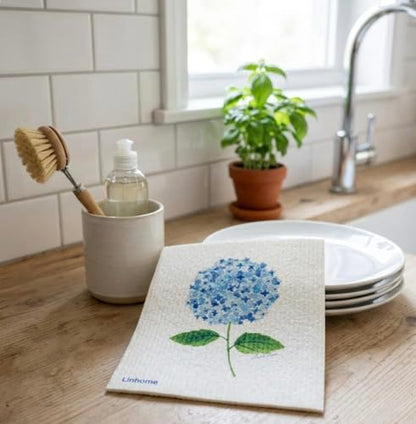 Garden Collection Hydrangea Swedish Dishcloth, Reusable Paper Towel, Super Absorbent Cellulose Sponge, Kitchen Cleaning Cloth, Washable & Compostable (Hydrangea Harmony - 1 Pack)