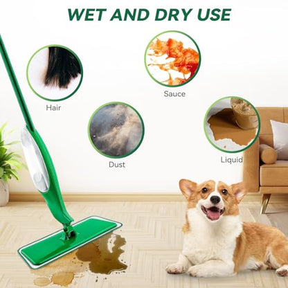 Mop Head Replacement for Libman Freedom Spray Mop - Washable Reusable Wet & Dry Cleaning - Microfiber Spray Mop Pads Refill for Multi-Surface Floor -8 Pack (Green） - color: Green 8 Pack - Better Cleaning