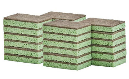 Superio Non-Scratch Cellulose Sponge Scrub Heavy Duty Kitchen Sponges Scrubbers with Scouring Pad (24) - color: Natural, size: 24-pack