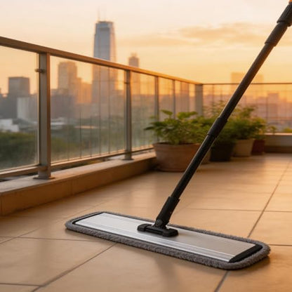 24 Inch Flat Floor Mop Heavy Duty Microfiber Wet Mop with 4 Cloths & Long Handle - size: 24 IN MOP