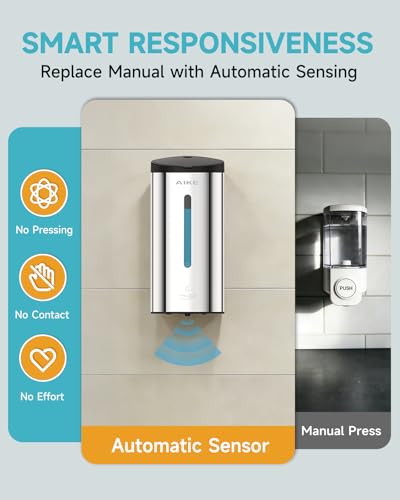 AIKE Classic Automatic Soap Dispenser,25 oz Liquid Wall Mount,Polished Stainless Steel Finish Model AK1205E - color: Polished Stainless Steel