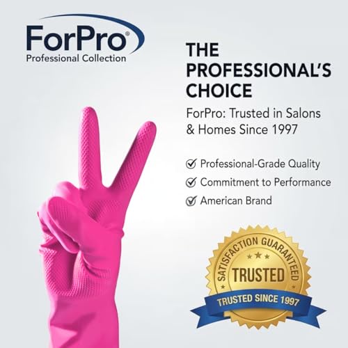 ForPro Natural Rubber Gloves, 6 Pairs Reusable Multi-Purpose Household Cleaning Gloves with Soft Inner Lining, Waterproof & Chemical-Resistant, Cotton Candy, X-Large - color: Cotton Candy, size: X-Large