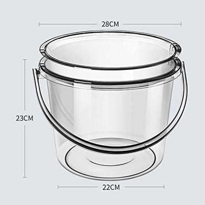 Milageto Clear Water Bucket with Lid and Handle, PETG Portable Pail for Household Cleaning, Car Washing, Camping, and Gardening