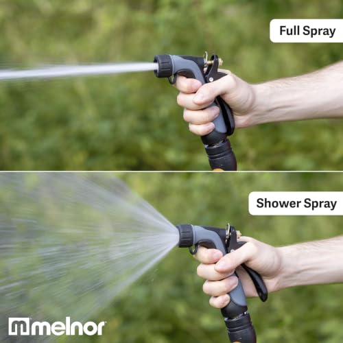 Melnor 65144AMZ Hot Water Hose Nozzle with Adjustable Spray Pattern, Metal Core, Insulated Grip, 160°F Rated, High Pressure Spray, Quick Connect Bundle, Black, Gray