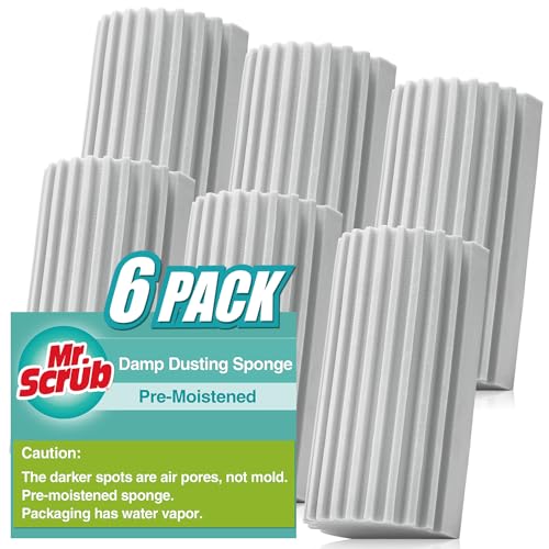 6 Pack Damp Dusting Sponge Duster, Grey Dust Cleaning Sponge, Reusable Household Cleaning Sponge Tool for Blinds, floorboards, Fan Blades, Vents, Glass, Railings, Mirrors - color: Gray, size: 6 Pack