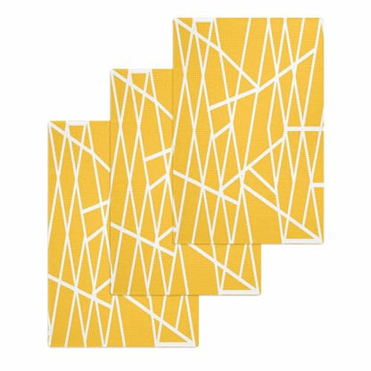 Modern Yellow, Hand Towels Set, Waffle Weave Kitchen Towels 3 Pieces, Microfiber Hair Face Bath Tea Towel Absorbent Quick Drying Cleaning Dish Cloths, White Minimalist Geometric Stripes 15.7"x23.6" - size: 3PCS,15.7"x23.6"