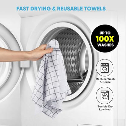 AIDEA Microfiber Cleaning Cloth Roll, 50PK, Microfiber Kitchen Towels, Reusable Paper Towels Tear Away Cloth, Lint Free Rags for House, Window, Cleaning Supplies 11.5"×11.5" - color: Printed