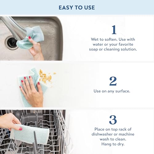 ELYN Swedish Dishcloths, Reusable & Washable Sponge Cloths, Absorbent Cleaning Paper Towels for Kitchen, Dishes, Counters and More, 5 Pack, Classic Coastal - color: Classic Coastal