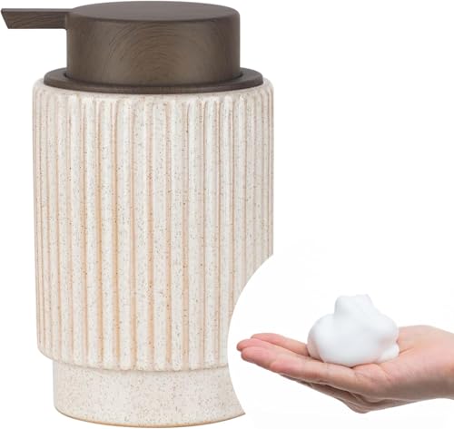 Foaming Soap Dispenser, Wood-Grain Plastic Soap Dispenser, 10 oz Refillable Bottle for Liquid Soap - Kitchen, Sink, Bathroom(Foaming) - color: Foaming Wooden Color Pump
