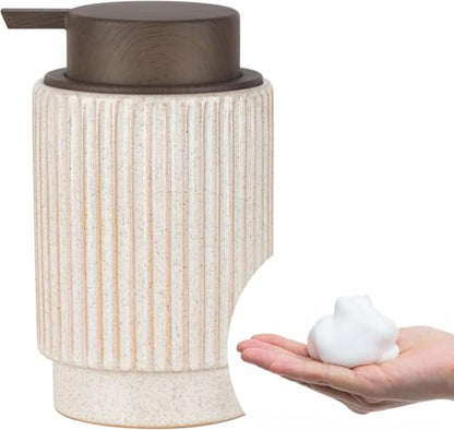 Foaming Soap Dispenser, Wood-Grain Plastic Soap Dispenser, 10 oz Refillable Bottle for Liquid Soap - Kitchen, Sink, Bathroom(Foaming) - color: Foaming Wooden Color Pump