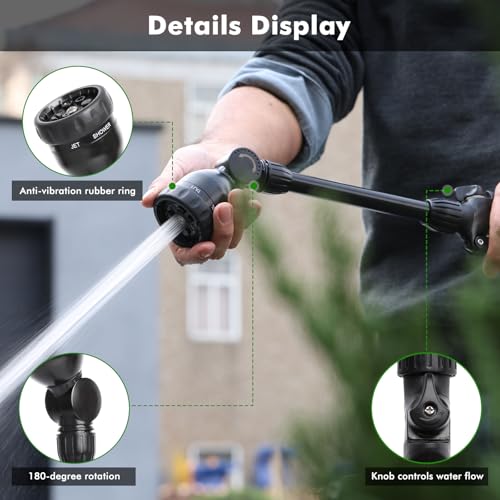 RESTMO Metal Watering Wand, Heavy Duty Garden Hose Wand with 180° Swivel Head, 16'' Hose Nozzle Sprayer with 7 Spray Patterns and Flow Control, for Water Hanging Baskets and Shrubs, Flash Black - color: Flash Black
