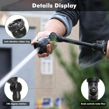 RESTMO Metal Watering Wand, Heavy Duty Garden Hose Wand with 180° Swivel Head, 16'' Hose Nozzle Sprayer with 7 Spray Patterns and Flow Control, for Water Hanging Baskets and Shrubs, Flash Black - color: Flash Black